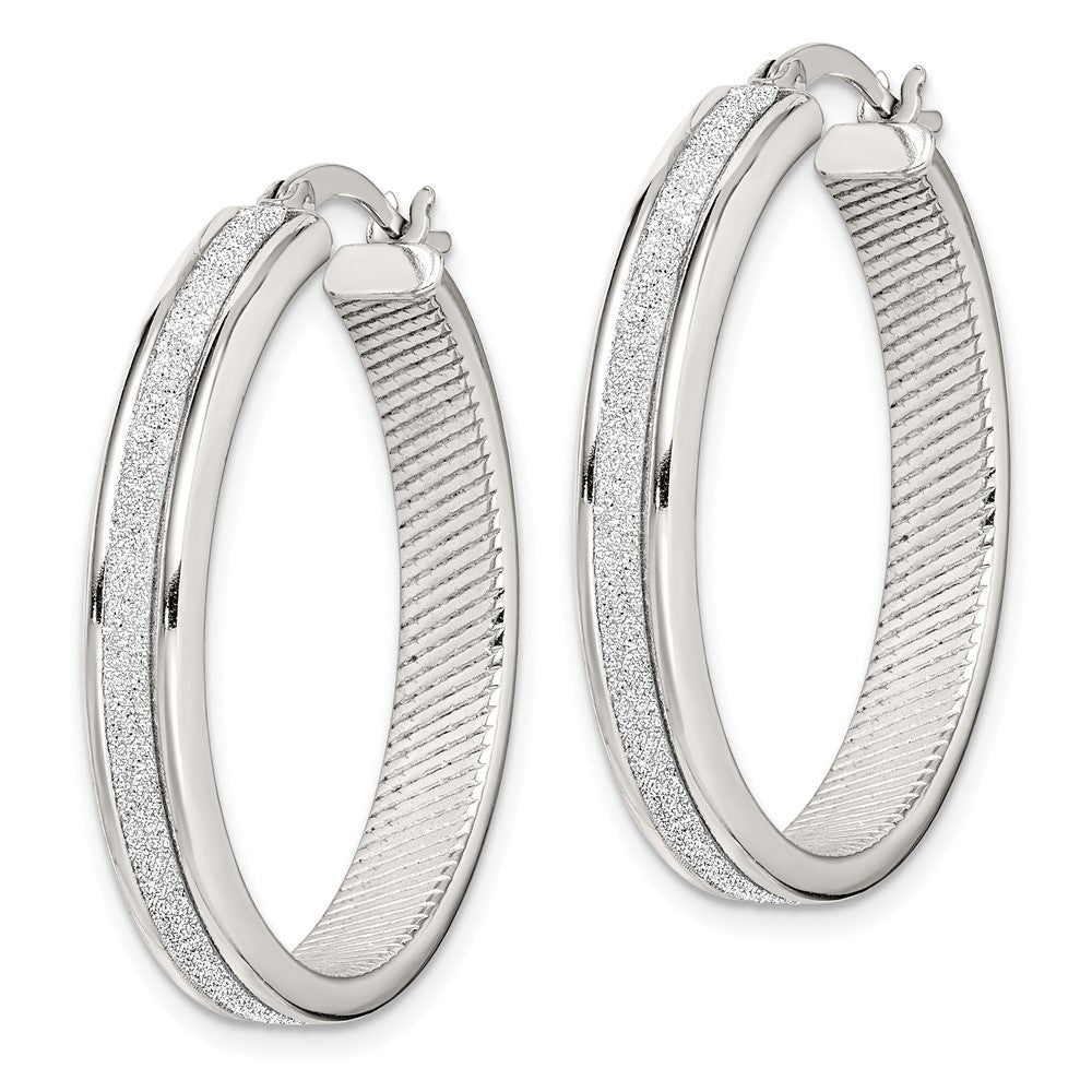Sterlingsilber Rhodiniert Glitzer Infused 4.5x30mm Rund Creolen