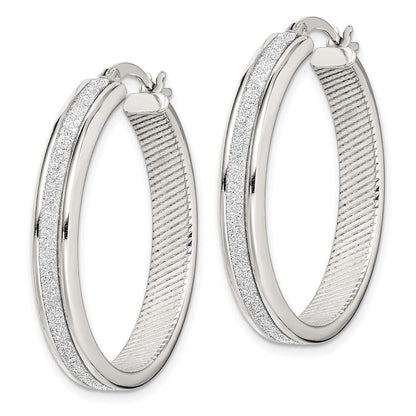 Sterlingsilber Rhodiniert Glitzer Infused 4.5x30mm Rund Creolen