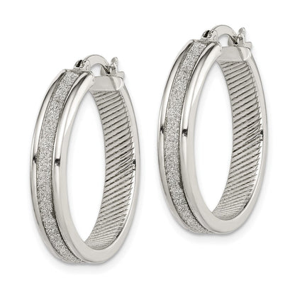 Sterlingsilber Rhodiniert Glitzer Infused 4.5mm Rund Creolen