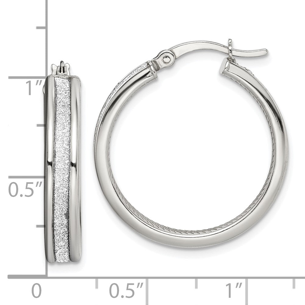 Sterlingsilber Rhodiniert Glitzer Infused 4.5mm Rund Creolen