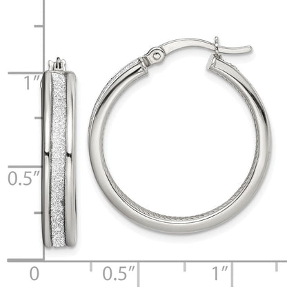 Sterlingsilber Rhodiniert Glitzer Infused 4.5mm Rund Creolen