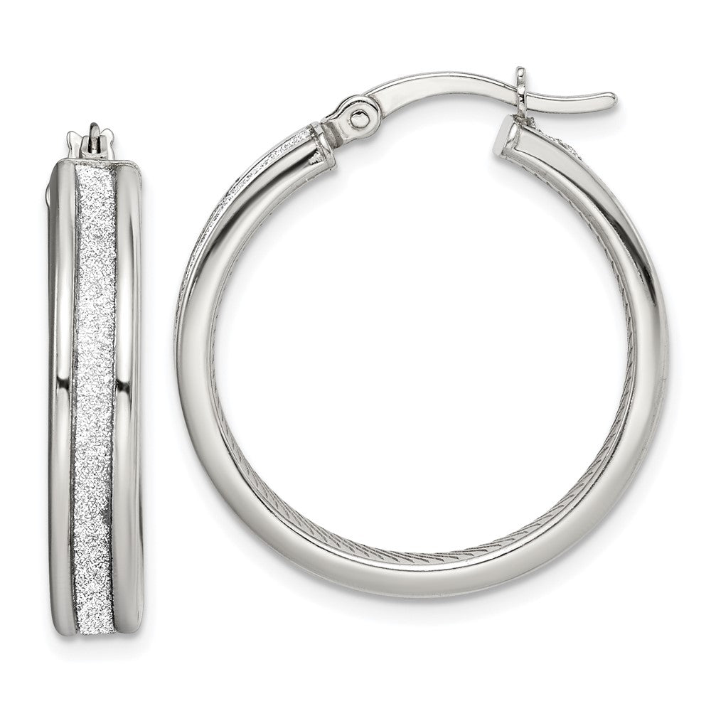 Sterlingsilber Rhodiniert Glitzer Infused 4.5mm Rund Creolen