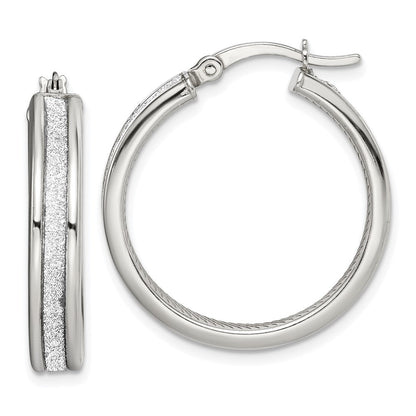 Sterlingsilber Rhodiniert Glitzer Infused 4.5mm Rund Creolen