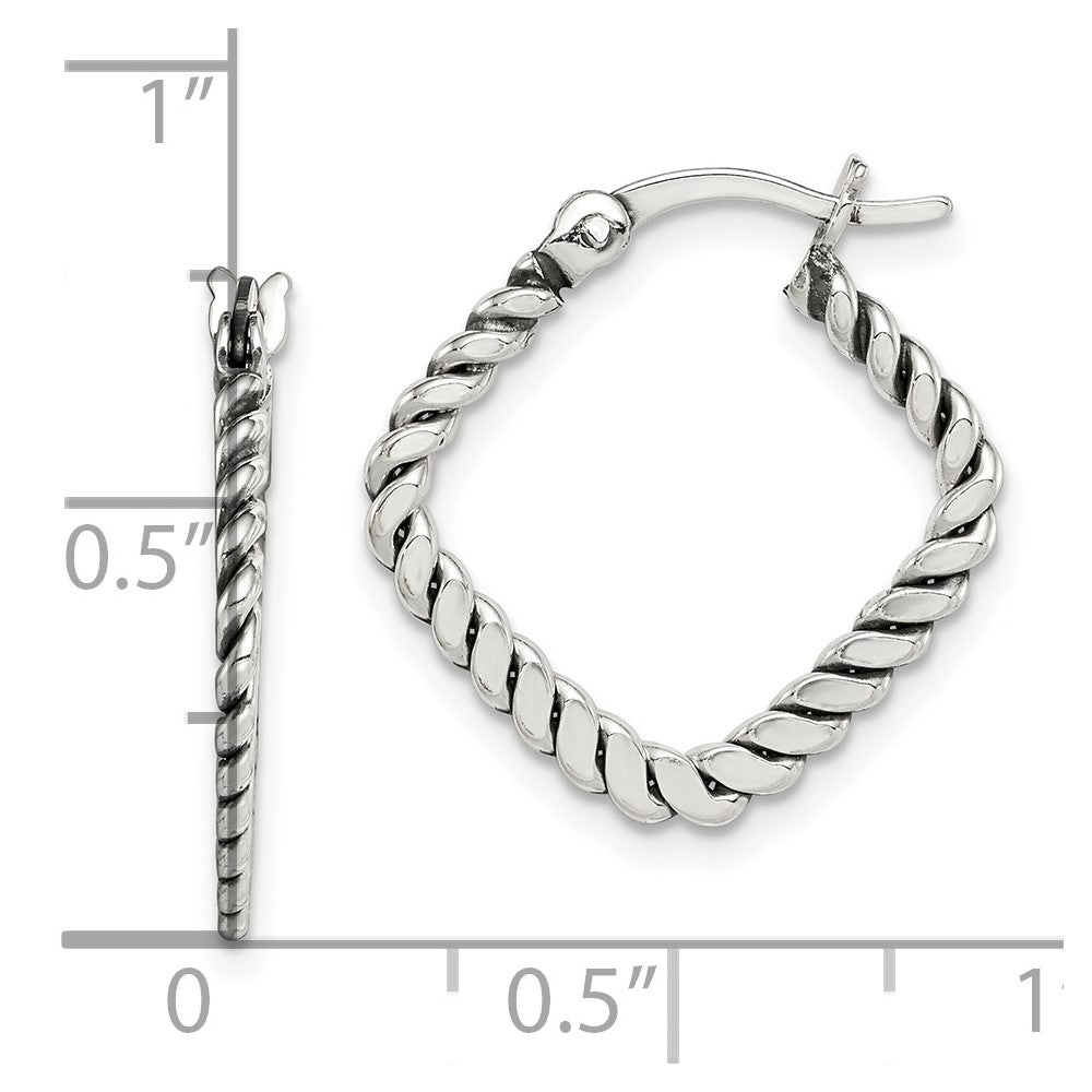 Sterlingsilber Antikisiert Strukturiert Quadratisch Creolen