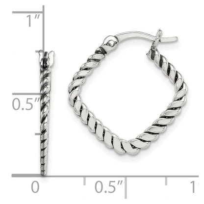 Sterlingsilber Antikisiert Strukturiert Quadratisch Creolen