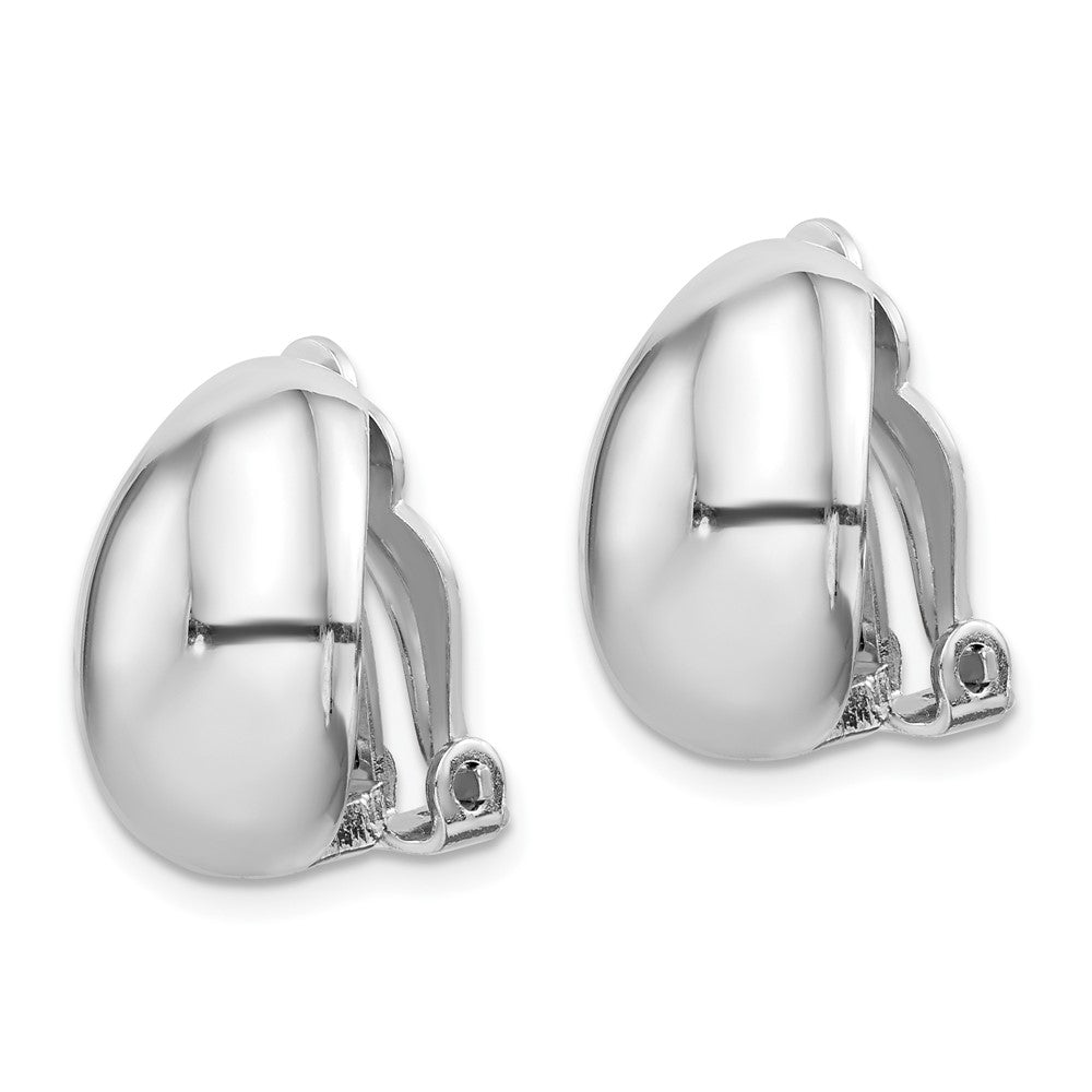 Sterlingsilber Rhodiniert Poliert Non-pierced Oval Ohrringe