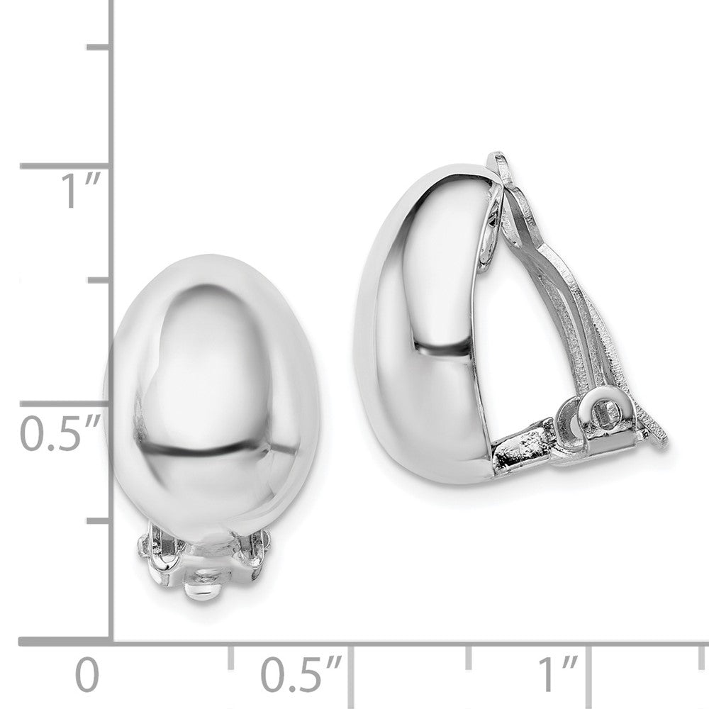 Sterlingsilber Rhodiniert Poliert Non-pierced Oval Ohrringe