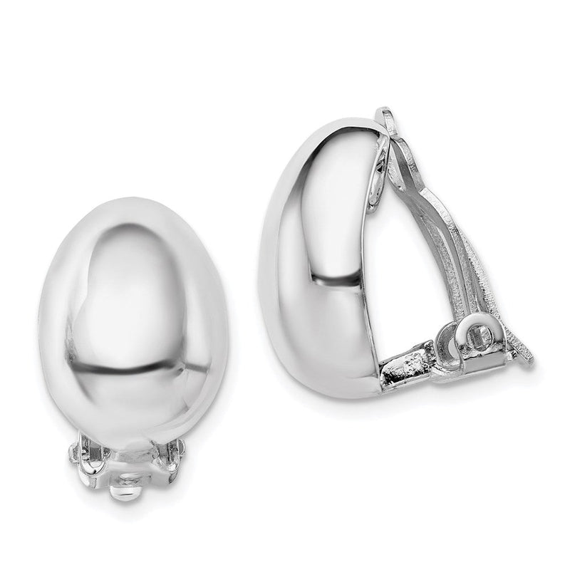 Sterlingsilber Rhodiniert Poliert Non-pierced Oval Ohrringe