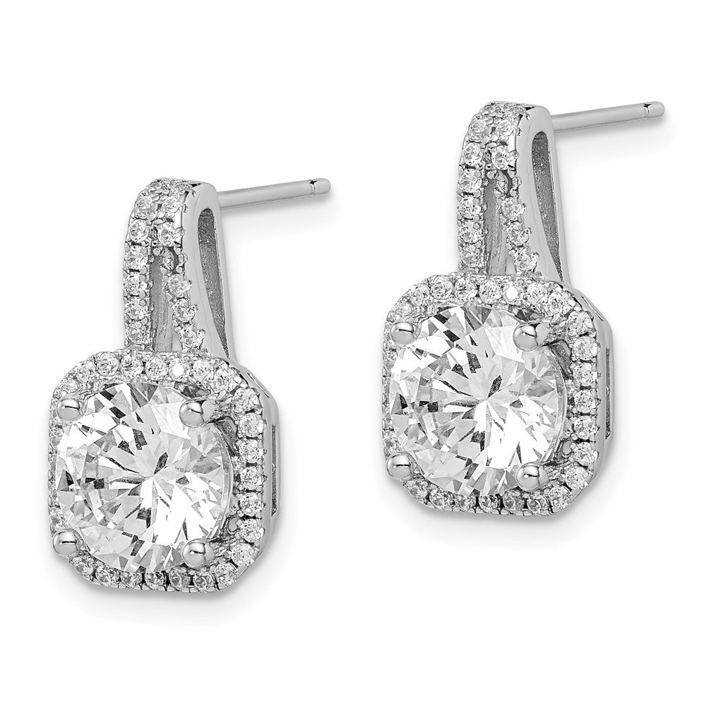 Sterlingsilber Rhodiniert Zirkonia Heiligenschein Ohrstecker