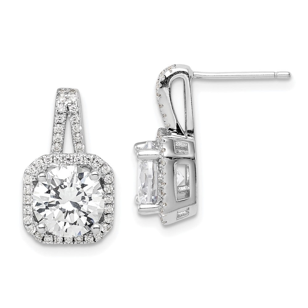Sterlingsilber Rhodiniert Zirkonia Heiligenschein Ohrstecker