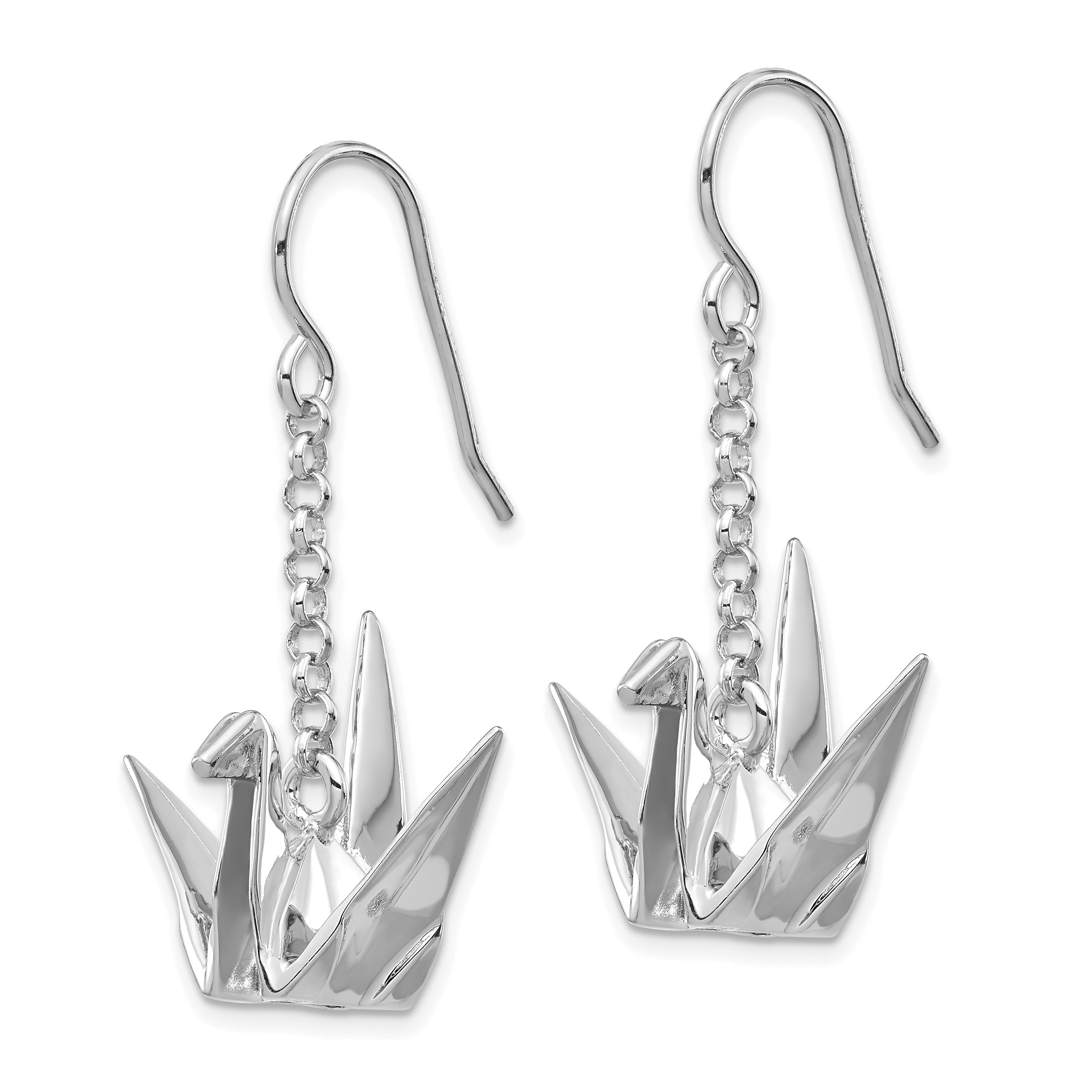Sterlingsilber Rhodiniert Origami Crane Ohrhänger