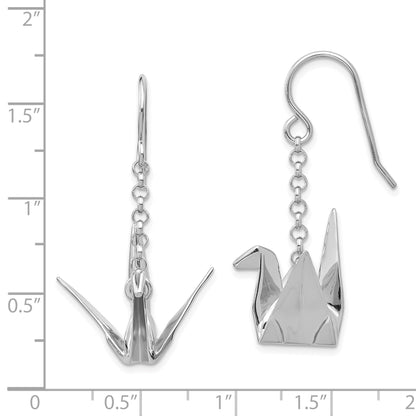 Sterlingsilber Rhodiniert Origami Crane Ohrhänger