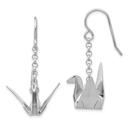 Sterlingsilber Rhodiniert Origami Crane Ohrhänger