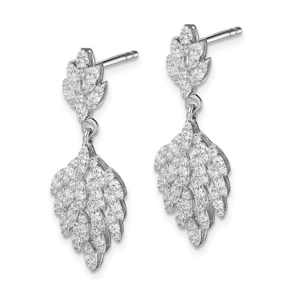 Sterlingsilber Rhodiniert Zirkonia Blatt Hängend Ohrstecker