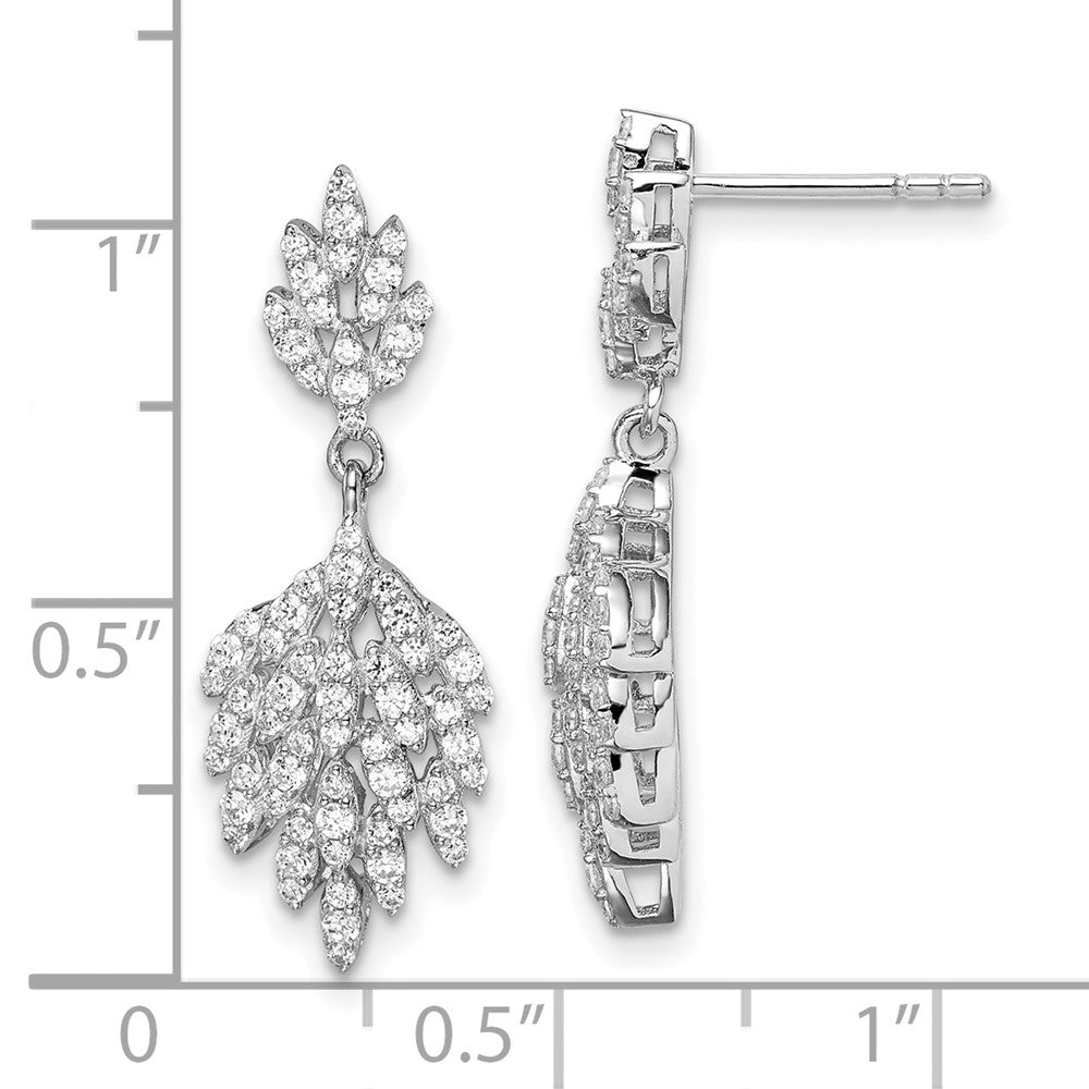 Sterlingsilber Rhodiniert Zirkonia Blatt Hängend Ohrstecker