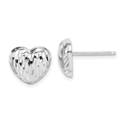 Sterlingsilber Rhodiniert Poliert und Diamantiert Herz Ohrstecker