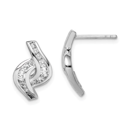 Sterlingsilber Rhodiniert Zirkonia Ohrstecker