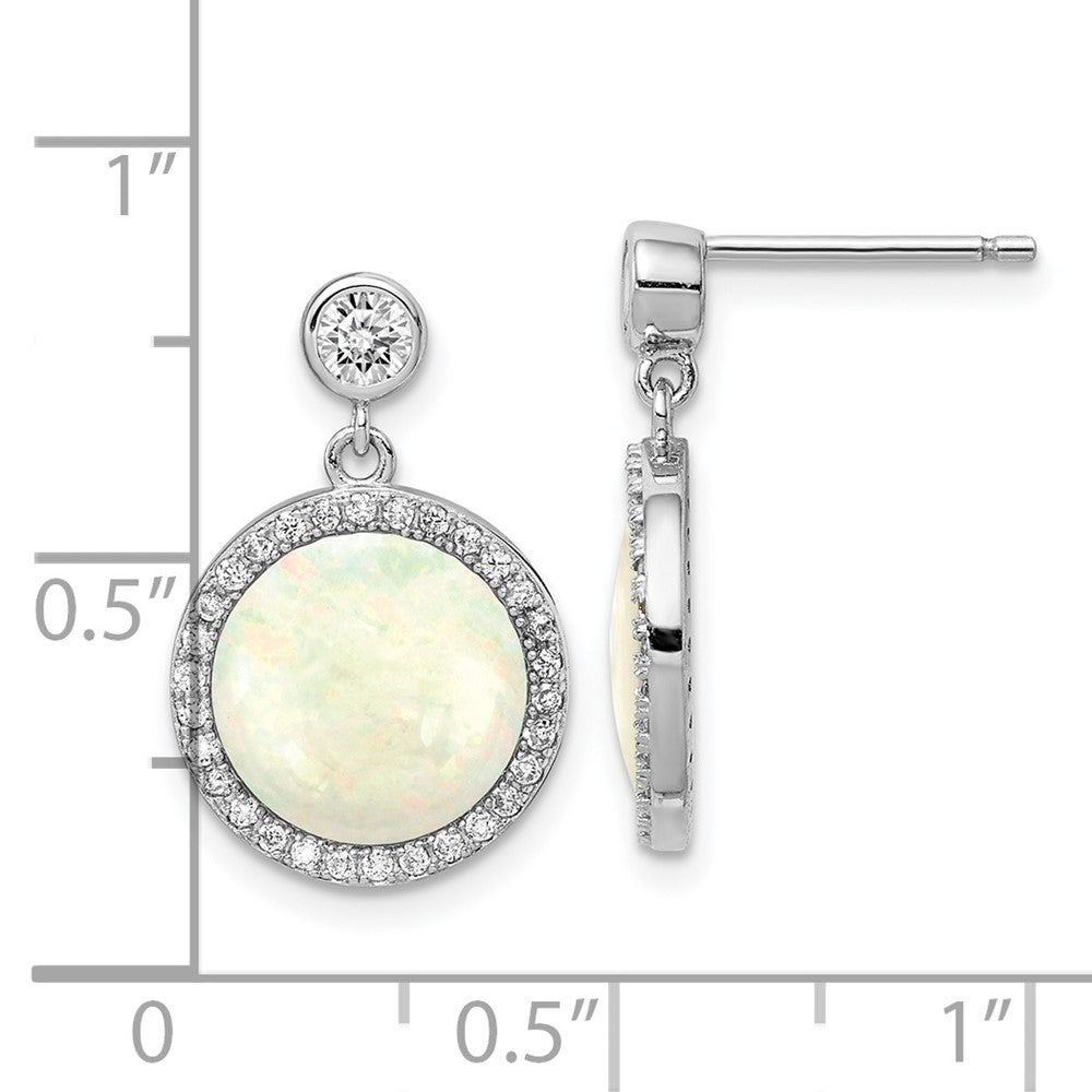 Sterlingsilber Rhodiniert Im Labor Erzeugt Opal und Zirkonia Ohrhänger