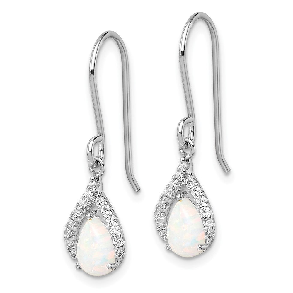 Sterlingsilber Rhodiniert Zirkonia und Im Labor Erzeugt Opal Ohrhänger