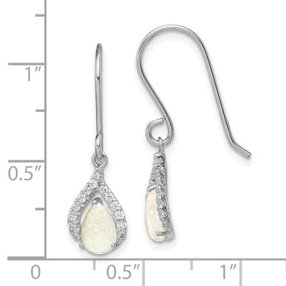 Sterlingsilber Rhodiniert Zirkonia und Im Labor Erzeugt Opal Ohrhänger