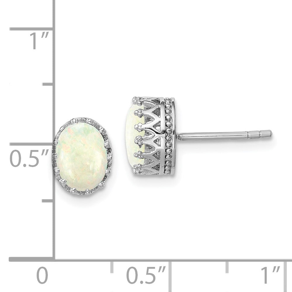 Sterlingsilber Rhodiniert 6mm Oval Erzeugt Opal Ohrstecker