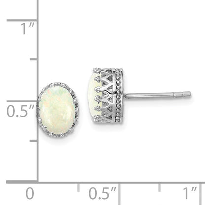 Sterlingsilber Rhodiniert 6mm Oval Erzeugt Opal Ohrstecker