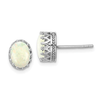 Sterlingsilber Rhodiniert 6mm Oval Erzeugt Opal Ohrstecker