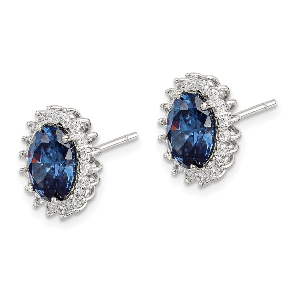Sterlingsilber Rhodiniert Blau und Klar Zirkonia Ohrstecker