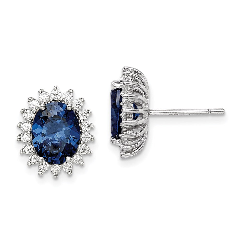 Sterlingsilber Rhodiniert Blau und Klar Zirkonia Ohrstecker