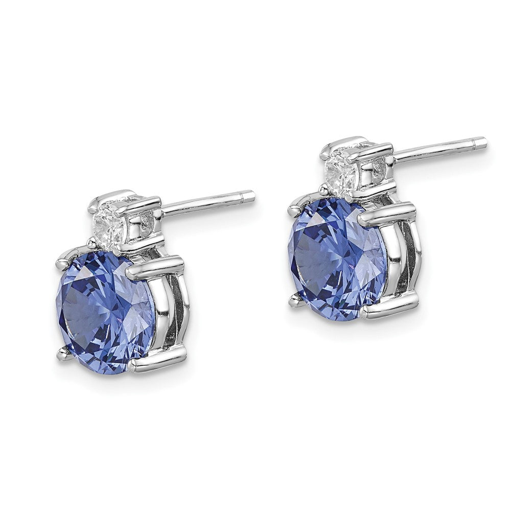 Sterlingsilber Rhodiniert Blau und Weiß Zirkonia Ohrstecker