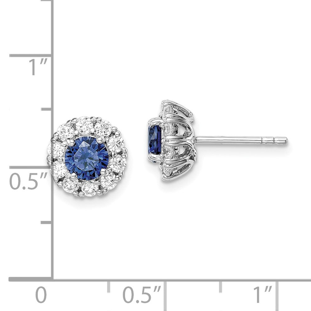 Sterlingsilber Rhodiniert Blau und Weiß Zirkonia Heiligenschein Ohrstecker