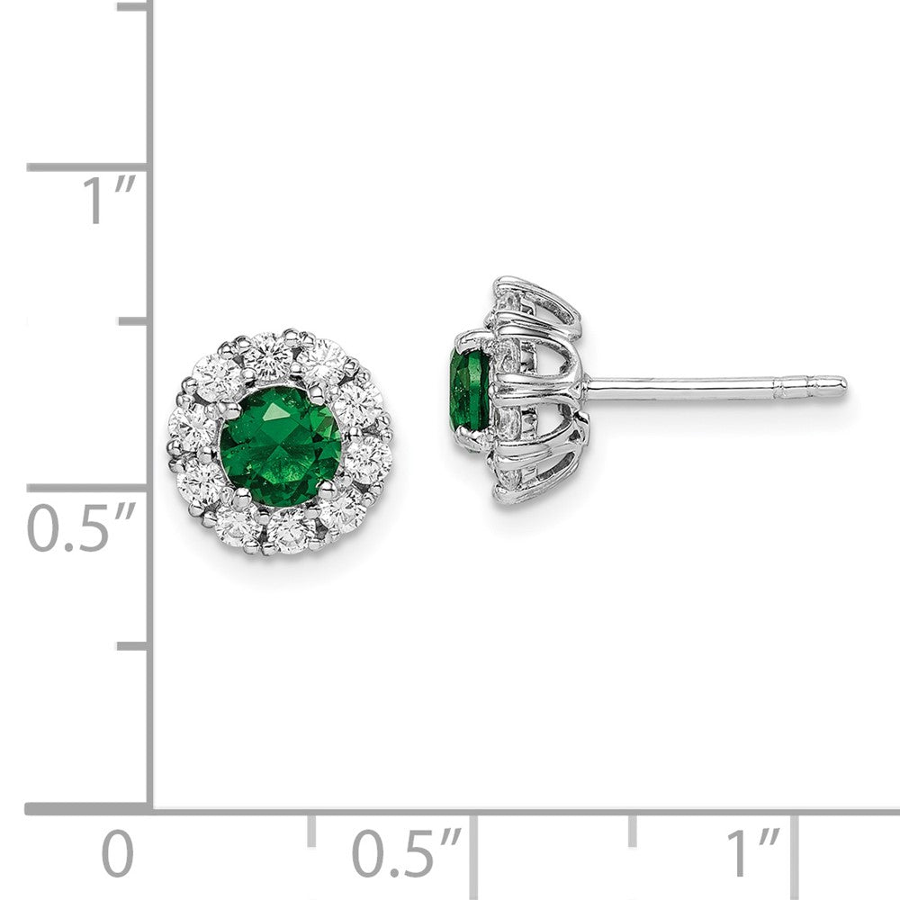 Sterlingsilber Rhodiniert Grün und Weiß Zirkonia Heiligenschein Ohrstecker