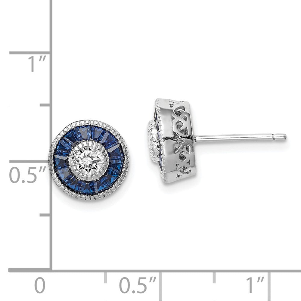 Sterlingsilber Rhodiniert Synthetisch Blau Spinell und Zirkonia Ohrringe