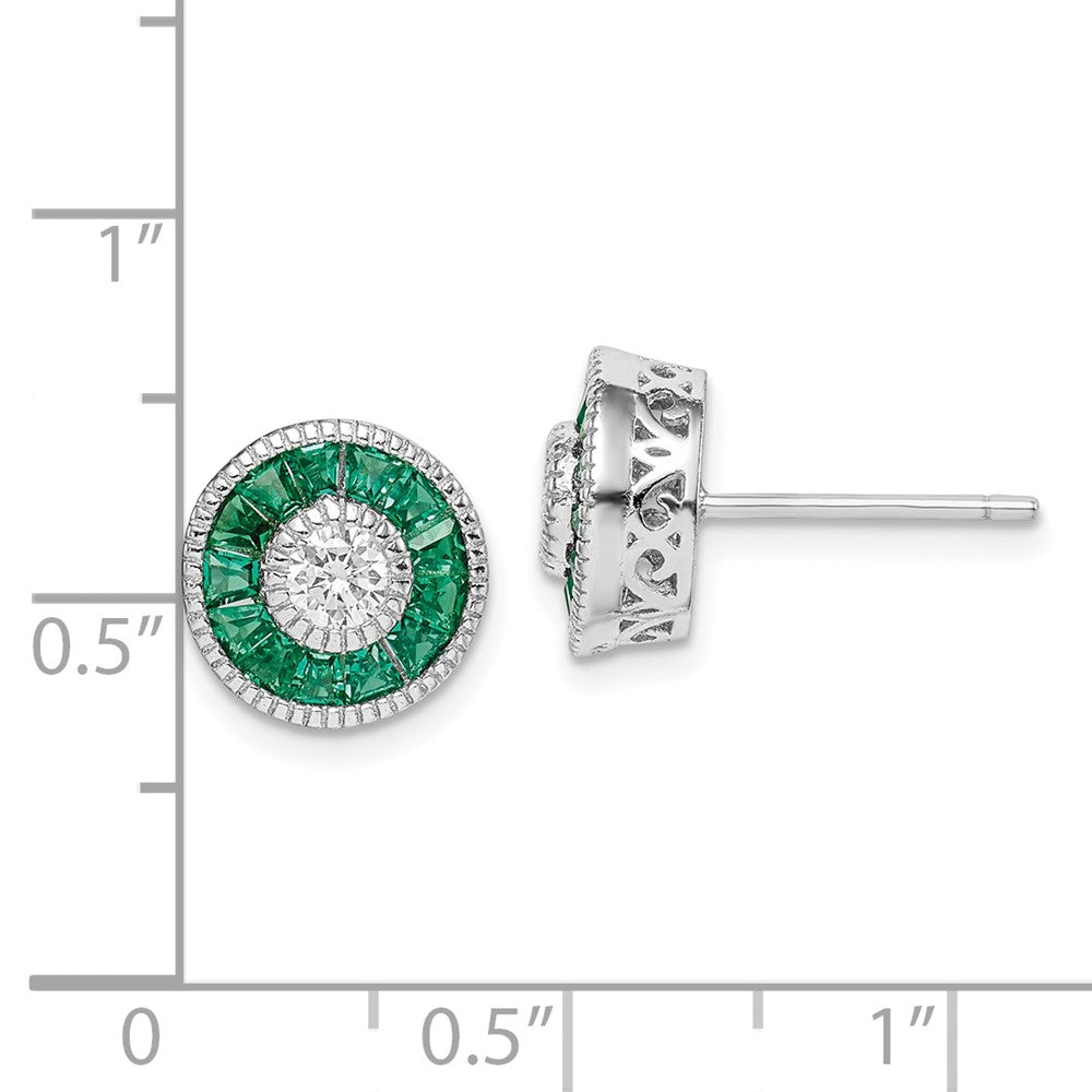 Sterlingsilber Rhodiniert Zirkonia und Lab Cr.green Spinell Ohrringe