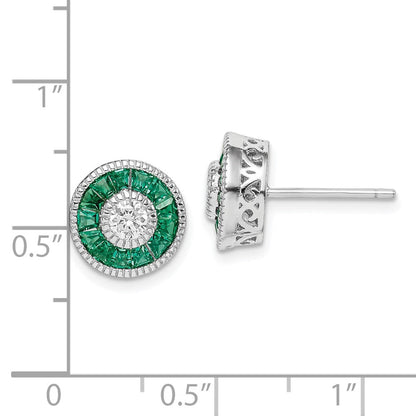 Sterlingsilber Rhodiniert Zirkonia und Lab Cr.green Spinell Ohrringe
