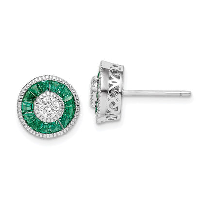 Sterlingsilber Rhodiniert Zirkonia und Lab Cr.green Spinell Ohrringe