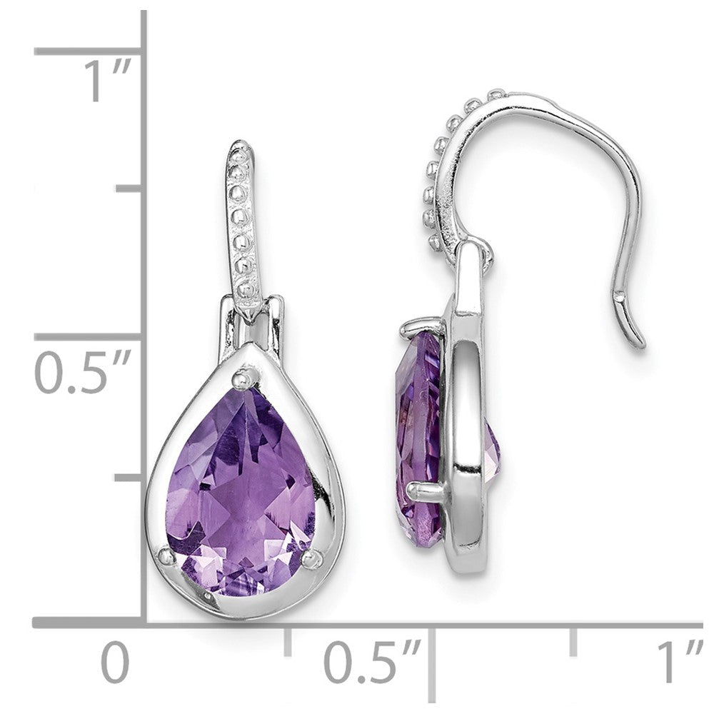 Sterlingsilber Rhodiniert Amethyst Tropfen Ohrhänger