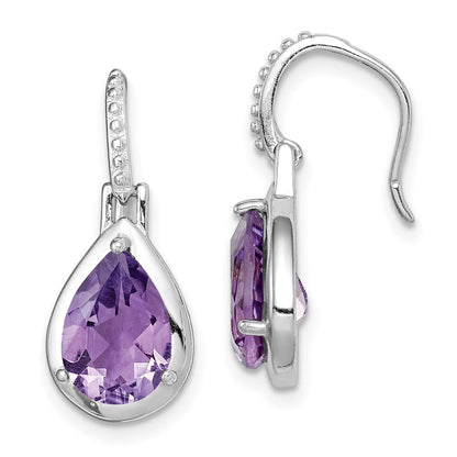 Sterlingsilber Rhodiniert Amethyst Tropfen Ohrhänger