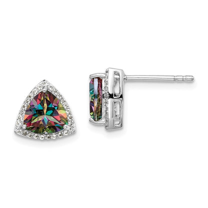 Sterlingsilber Rhodiniert Trillant Mystic Feuer/white Topas Ohrringe