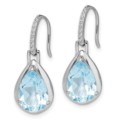Sterlingsilber Rhodiniert Blautopas Tropfen Ohrhänger