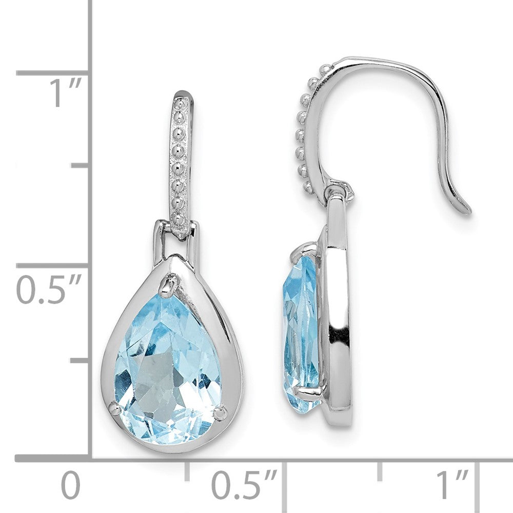 Sterlingsilber Rhodiniert Blautopas Tropfen Ohrhänger