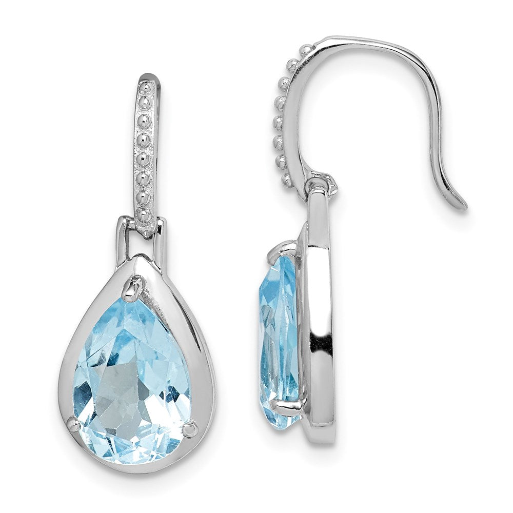 Sterlingsilber Rhodiniert Blautopas Tropfen Ohrhänger