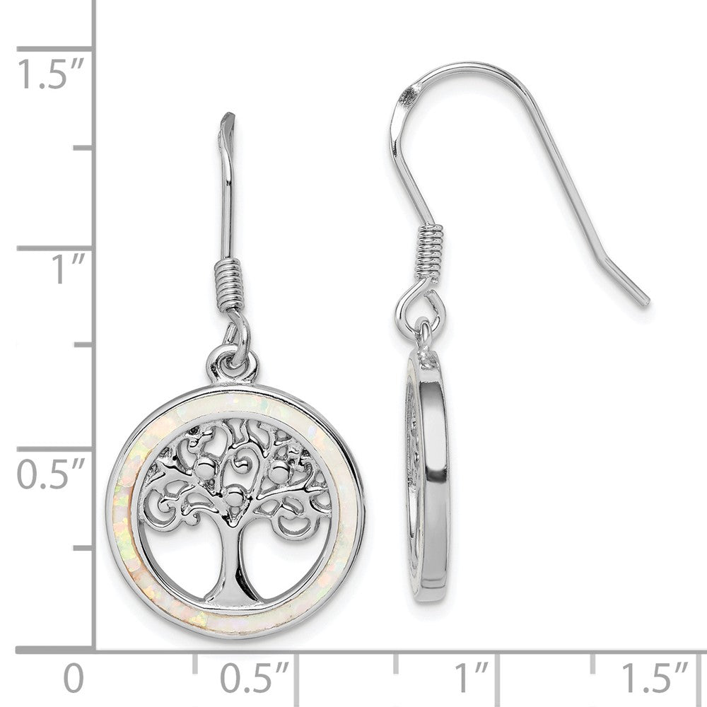 Sterlingsilber Rhodiniert Creat Opal Kreis mit Baum Ohrhänger