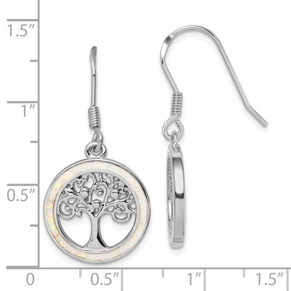 Sterlingsilber Rhodiniert Creat Opal Kreis mit Baum Ohrhänger