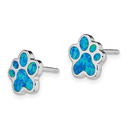 Sterlingsilber Rhodiniert Creat Blau Opal Paw Druck Ohrstecker