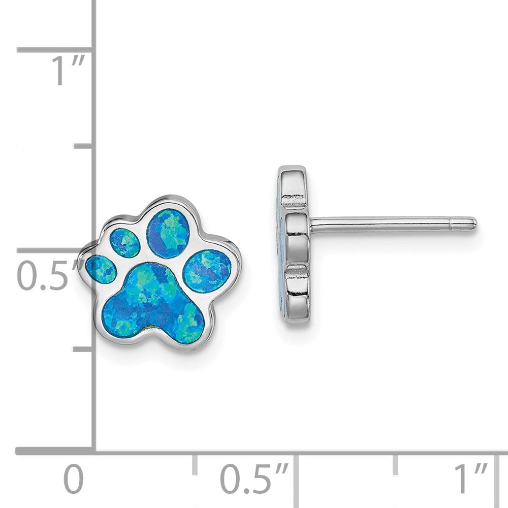 Sterlingsilber Rhodiniert Creat Blau Opal Paw Druck Ohrstecker