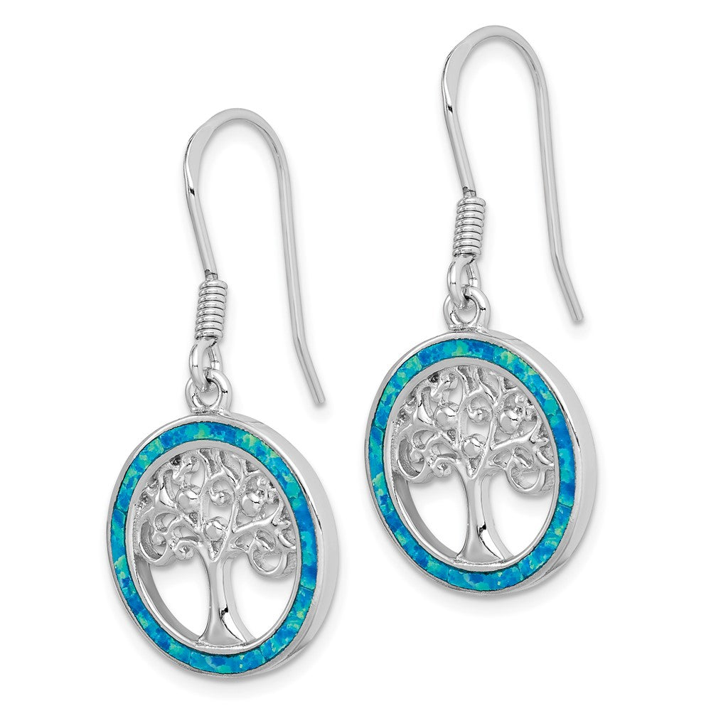 Sterlingsilber Rhodiniert Creat Blau Opal mit Baum Ohrhänger