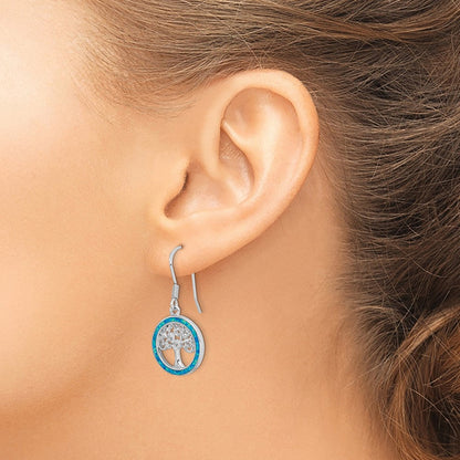 Sterlingsilber Rhodiniert Creat Blau Opal mit Baum Ohrhänger