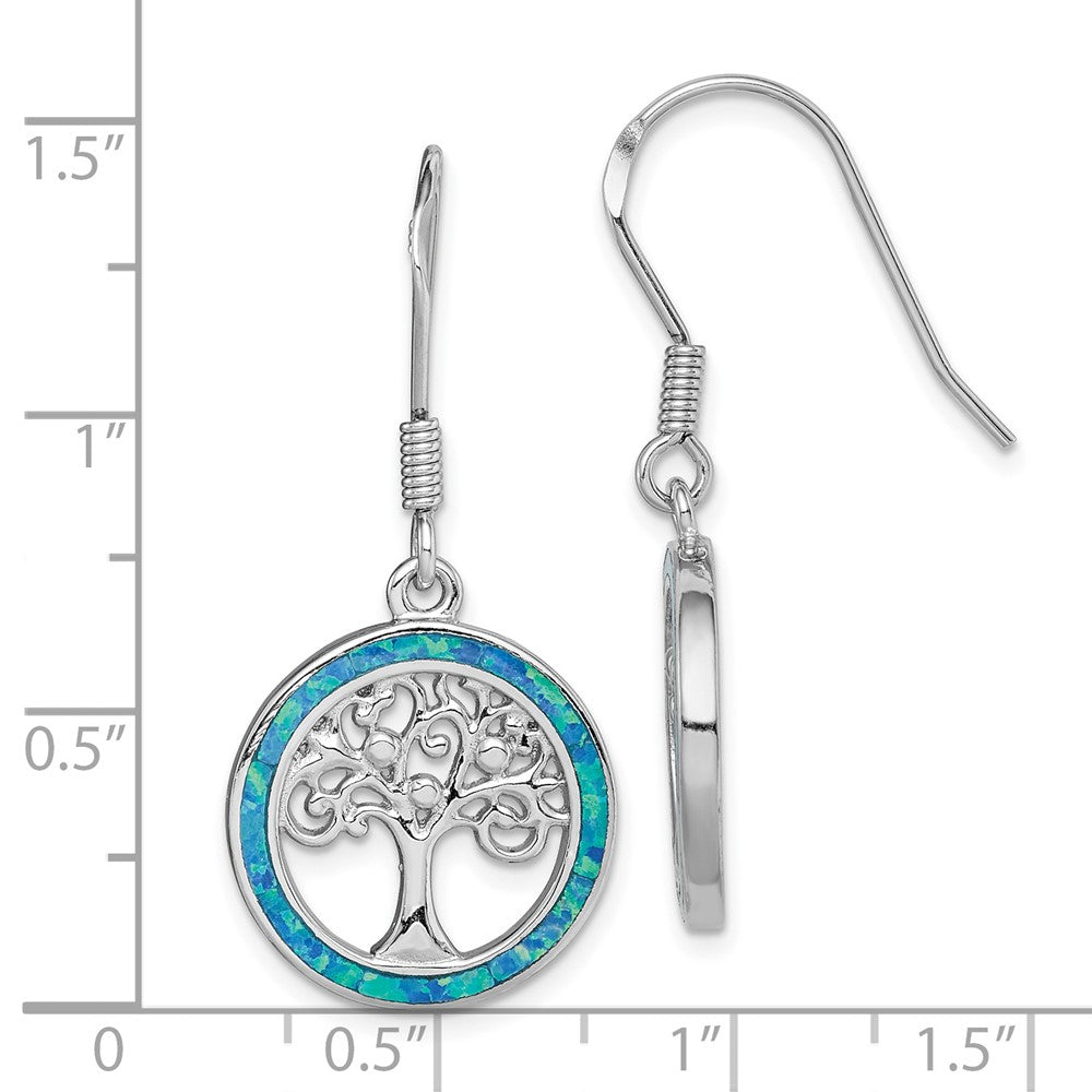 Sterlingsilber Rhodiniert Creat Blau Opal mit Baum Ohrhänger