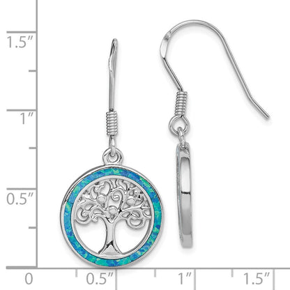 Sterlingsilber Rhodiniert Creat Blau Opal mit Baum Ohrhänger